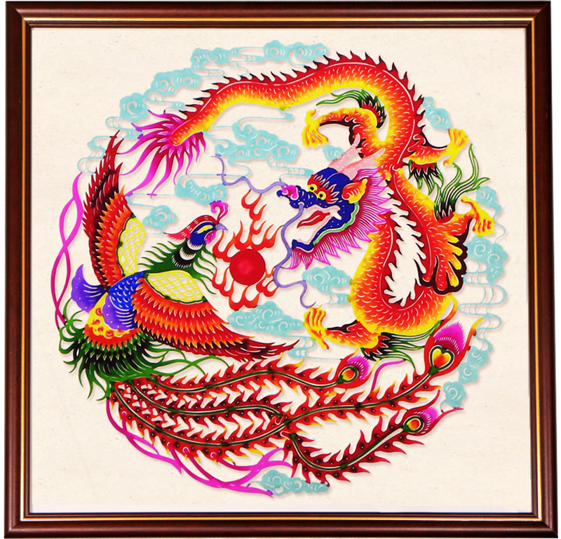 龍鳳呈祥剪紙作品